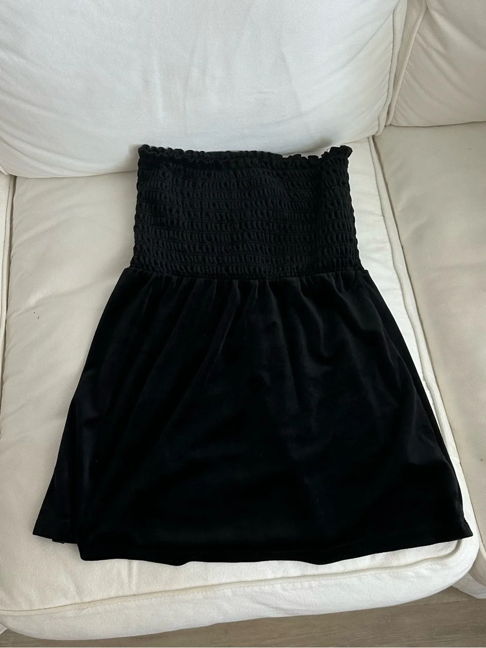 Juicy Couture Vintage Smocked Strapless Mini Dress